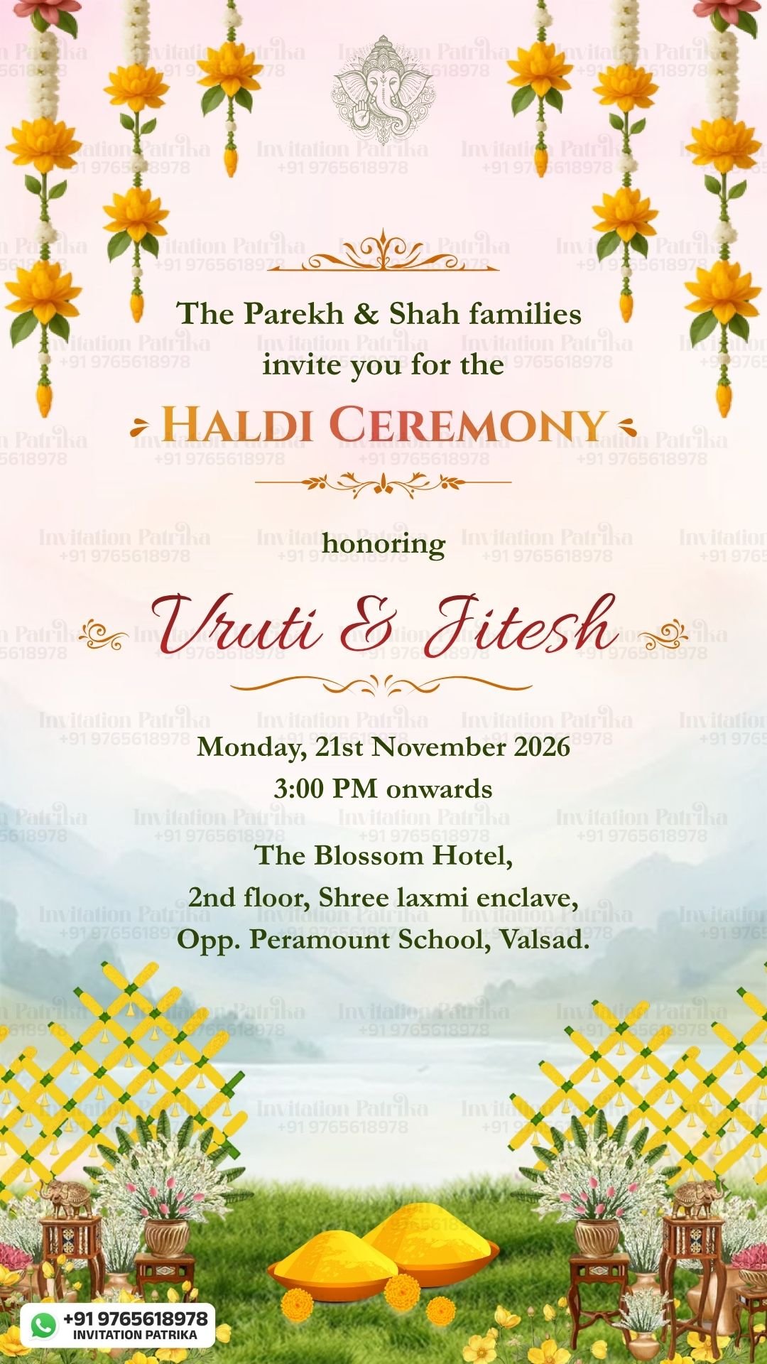 Elegant Haldi Ceremony Invitation Card | English Single Page PDF