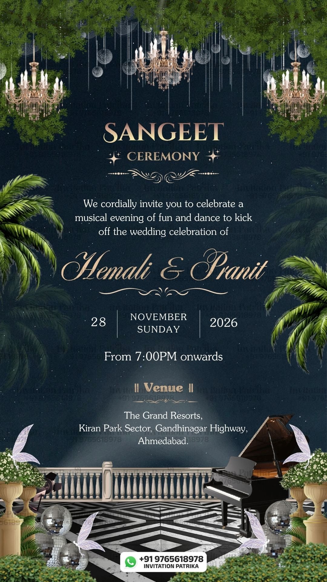 Elegant Sangeet Ceremony Invitation PDF – English